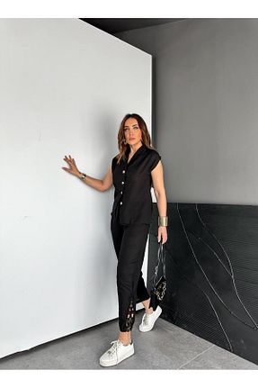 ست بالاتنه و پائین تنه مشکی زنانه بافتنی Zerrincan Giyim - کد 930135819