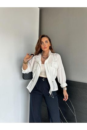 کت سفید زنانه رگولار Zerrincan Giyim - کد 930135311