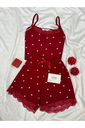 ست لباس راحتی زرشکی زنانه گلدار Lena Homewears - کد 930131671