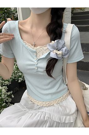بلوز آبی زنانه ساده Butik101 - کد 928395134