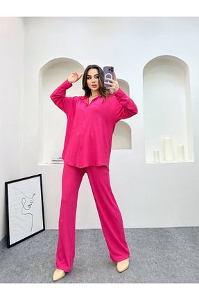 ست بالاتنه و پائین تنه صورتی زنانه بافتنی hiraz fashion - کد 930169476