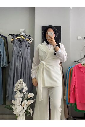 ست بالاتنه و پائین تنه سفید زنانه بافتنی Avakado - کد 930178754