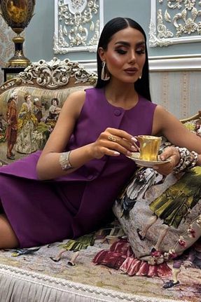 جلیقه بنفش زنانه Relaxed Genel Markalar - کد 930355468