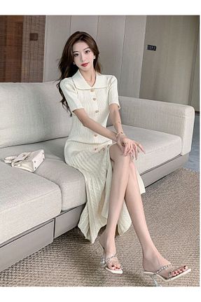 لباس سفید زنانه تریکو Abalı - کد 930205472