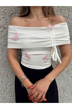 بلوز سفید زنانه ساده Butik Beyza - کد 930212779