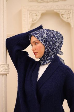 روسری سرمه ای پنبه ای Silk Home - کد 930223465