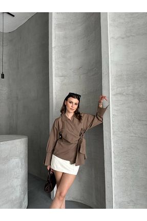 پیراهن قهوه ای زنانه Overshirt Ekim Store - کد 930224283