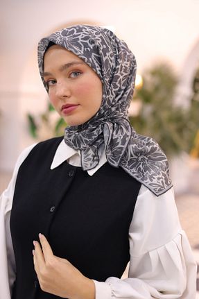 روسری طوسی پنبه ای Silk Home - کد 930223470