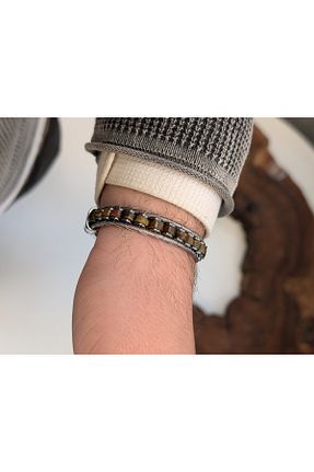 دستبند جواهر صورتی مردانه زیرکن cheetah quality - کد 929634005