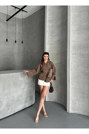 پیراهن قهوه ای زنانه Overshirt Ekim Store - کد 930224283