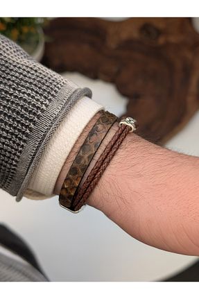دستبند جواهر قهوه ای مردانه زیرکن cheetah quality - کد 929633710