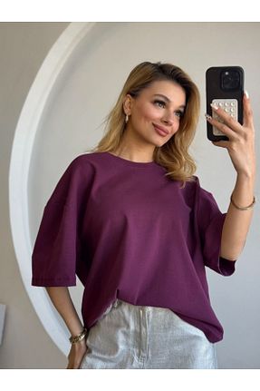بلوز بنفش زنانه ساده Miyav Butik - کد 930369328