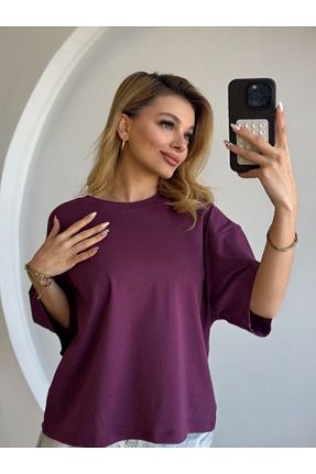 بلوز بنفش زنانه ساده Miyav Butik - کد 930369328