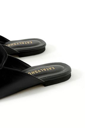 دمپائی مشکی زنانه چرم مصنوعی Eataly Shoes - کد 869853540