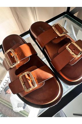 دمپائی قهوه ای زنانه پاشنه پر Eataly Shoes - کد 830515253