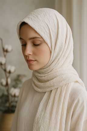 شال سفید زنانه پنبه ای Rell Home - کد 930245593