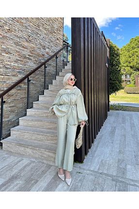 ست بالاتنه و پائین تنه حجاب سبز زنانه رگولار Miraydın Butik - کد 930253107