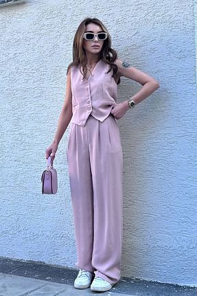 ست بالاتنه و پائین تنه صورتی زنانه بافتنی Modamesta - کد 930293793