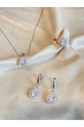 ست نقره سفید زنانه زیرکن Inure Jewelry - کد 828601967