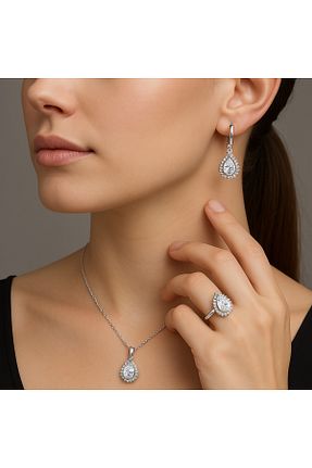 ست نقره سفید زنانه زیرکن Inure Jewelry - کد 828601967