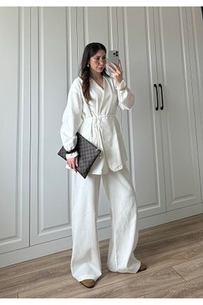 ست بالاتنه و پائین تنه سفید زنانه بافتنی manana fashion - کد 930312465
