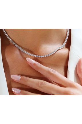 گردنبند جواهر سفید زنانه سنگ HND collection - کد 930331227