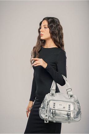 کیف دوشی طوسی زنانه چرم مصنوعی ÇÇS - کد 930334050