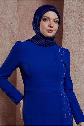 روسری سرمه ای پلی استر Alvina - کد 827932209