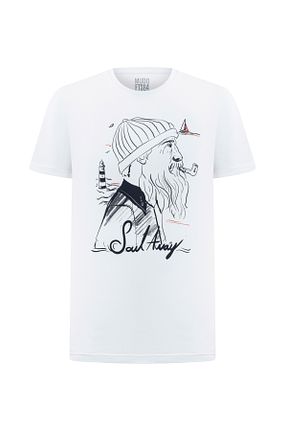تیشرت سفید مردانه رگولار Mudo - کد 830559996