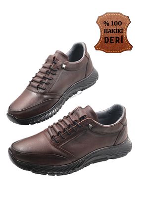 کفش کژوال قهوه ای مردانه چرم خالص nazenintasarımlar - کد 930348637