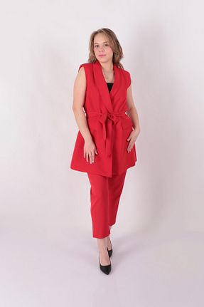 ست بالاتنه و پائین تنه قرمز زنانه بافتنی Aynaz - کد 930357935