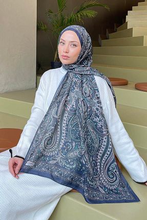 شال آبی زنانه پنبه ای lamelif - کد 930362588