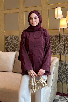 پیراهن حجاب زرشکی زنانه رگولار LOCCO - کد 930364011