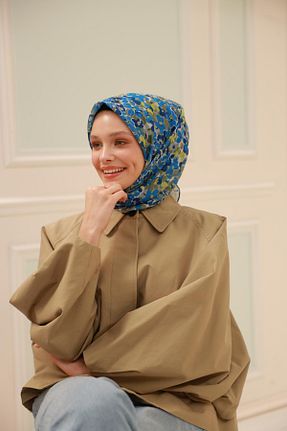 روسری آبی پنبه ای Silk Home - کد 930473075