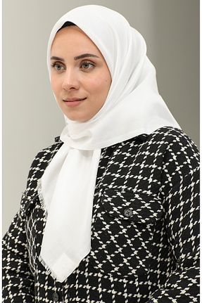 روسری سفید پلی استر sefamerve - کد 837975999