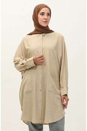 تونیک حجاب بژ زنانه ویسکون sefamerve - کد 834609619