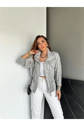 کاپشن طوسی زنانه اورسایز QİMYA BUTİK - کد 930367794