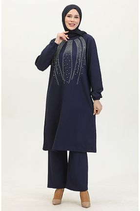 تونیک حجاب سرمه ای زنانه بافتنی sefamerve - کد 836541485