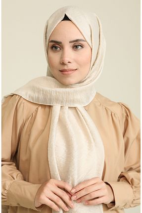 روسری بژ پنبه پلی استر sefamerve - کد 848447832