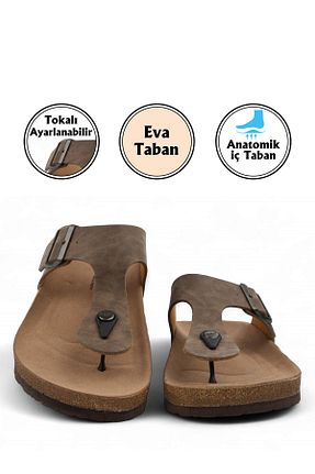 دمپائی قهوه ای مردانه چرم مصنوعی FLY SOFT - کد 930370120