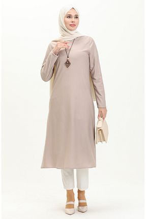 تونیک حجاب بژ زنانه ویسکون sefamerve - کد 834609704