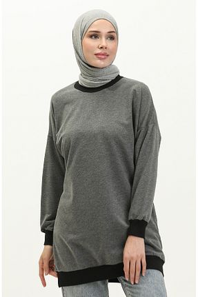 سوئیشرت حجاب طوسی زنانه پنبه ای sefamerve - کد 836068187