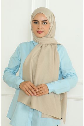روسری بژ پنبه ای sefamerve - کد 857830030