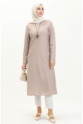 تونیک حجاب بژ زنانه ویسکون sefamerve - کد 834609704