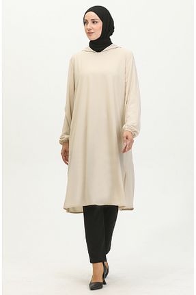تونیک حجاب بژ زنانه پنبه ای sefamerve - کد 836078154