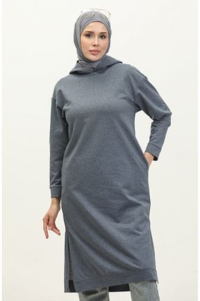 تونیک حجاب سرمه ای زنانه پنبه ای sefamerve - کد 834609703