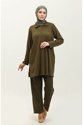 ست بالاتنه و پائین تنه حجاب خاکی زنانه Relaxed sefamerve - کد 836069936