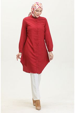 تونیک حجاب زرشکی زنانه پلی استر sefamerve - کد 838143251
