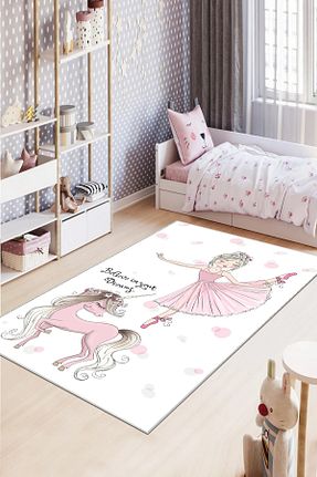 فرش بچه گانه صورتی پلی استر Hülya Home - کد 825551430