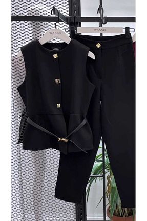 ست بالاتنه و پائین تنه مشکی زنانه بافتنی NÜANS MODA - کد 930384519
